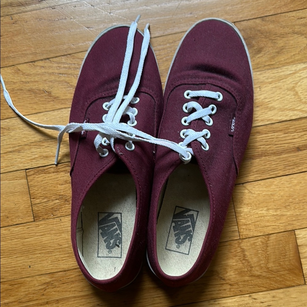 Vans Maroon Canvas Shoes with White Laces